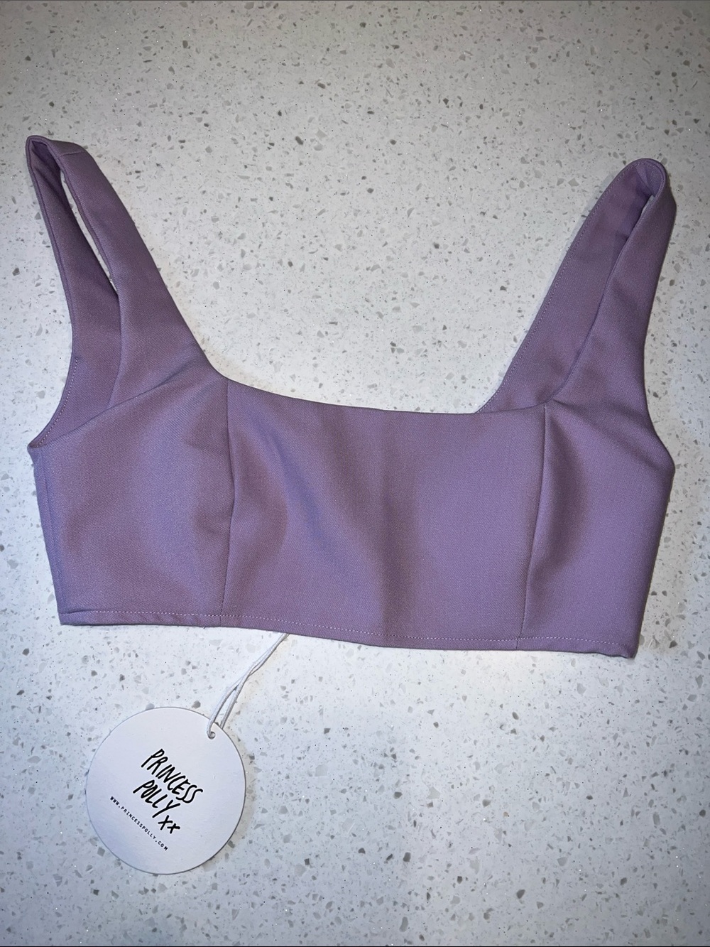 Princess Polly Lavender Square Neck Crop Top